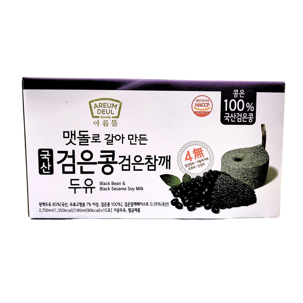 [Areum Deul] Black Bean and Black Sesame Soy Milk/ 아름뜰 검은 콩 검은 참깨 두유 (180ml x 15 packs)