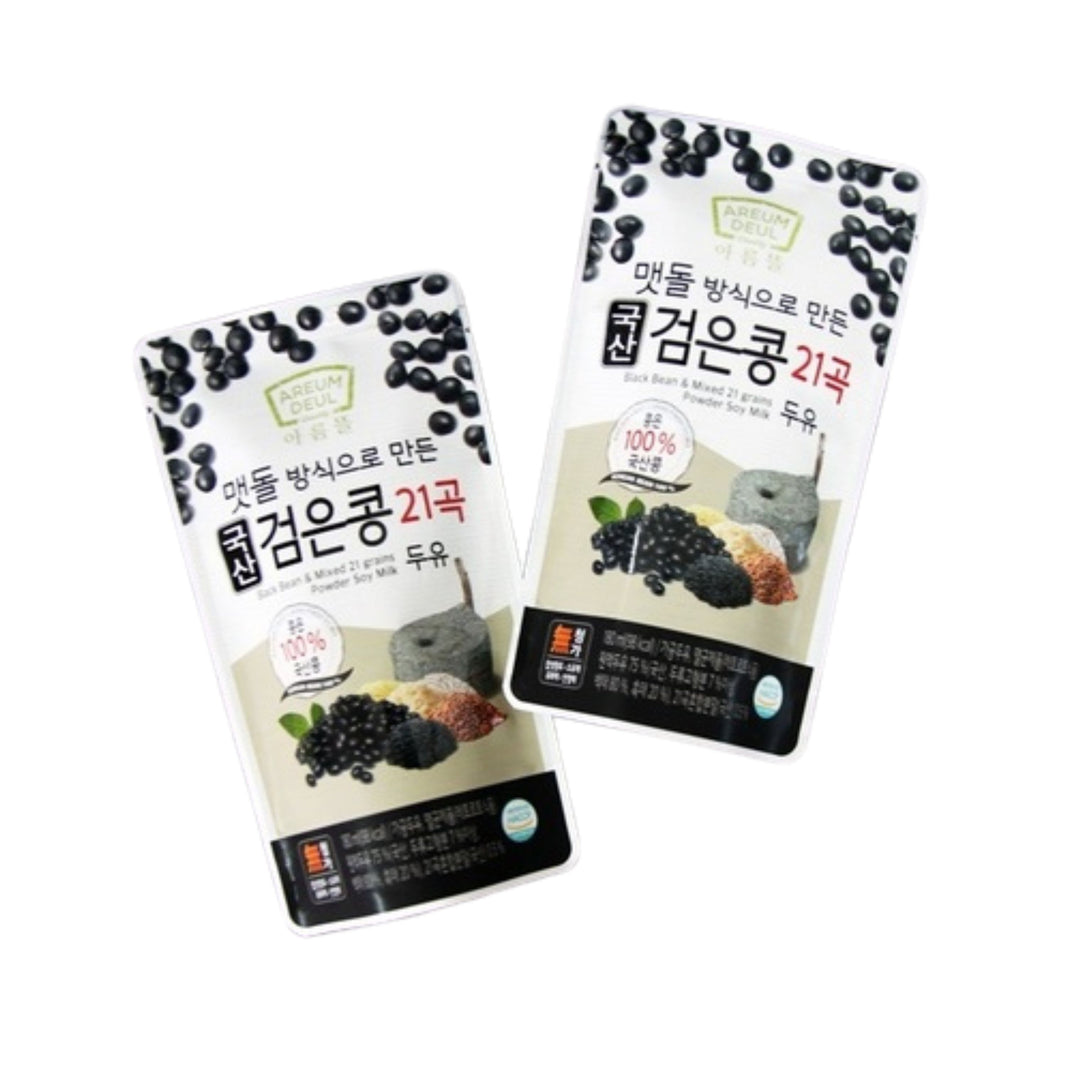 [Areum Deul] Black Bean & Mixed 21 Grains Powder Soy Milk/ 아름뜰 국산 검은콩 21곡 두유 (180ml x 15 packs)