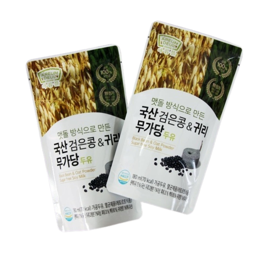 [Areum Deul] Black Bean & Oat Powder Sugar Free Soy Milk/ 아름뜰 국산 검은콩 & 귀리 무가당 (180ml x 15 packs)