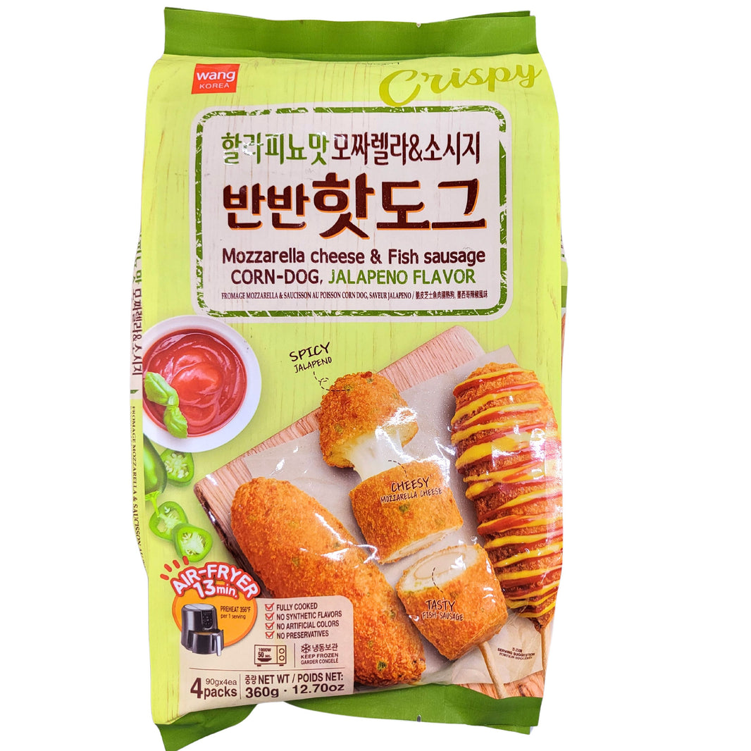 [Wang] Mozzarella Cheese & Fishcake Corn Dog Jalapeno Flavor / 왕 할라피뇨맛 모짜렐라 & 소시지 반반 핫도그 (5pk)