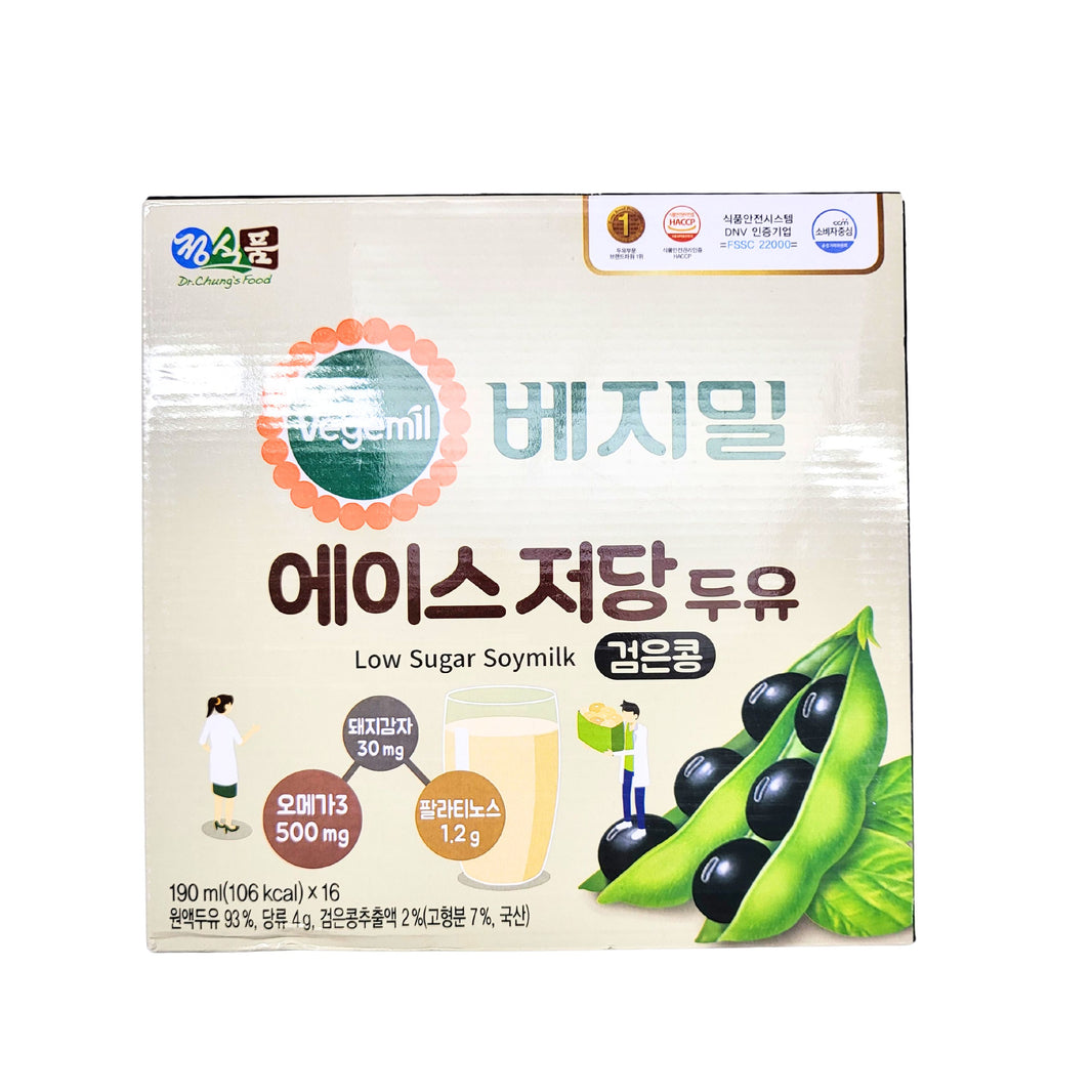 [Chung's Food] Vegemil Low Sugar Soy Milk / 정식품 베지밀 에이스 저당 두유 검은콩 (16pk/Box)