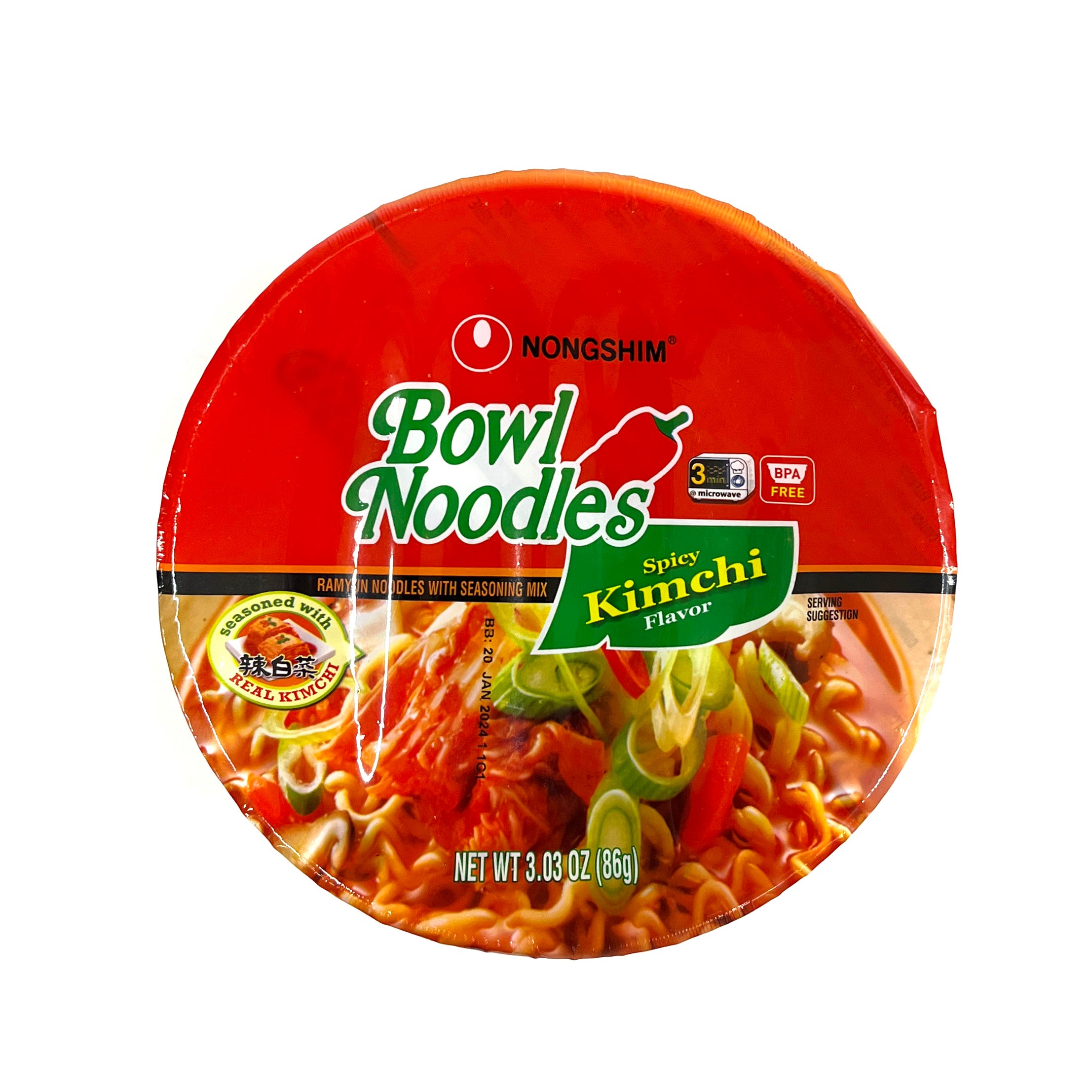 [Nongshim] Bowl Noodle Soup Kimchi / 농심 김치 사발면 (3pcs Or 12pcs)