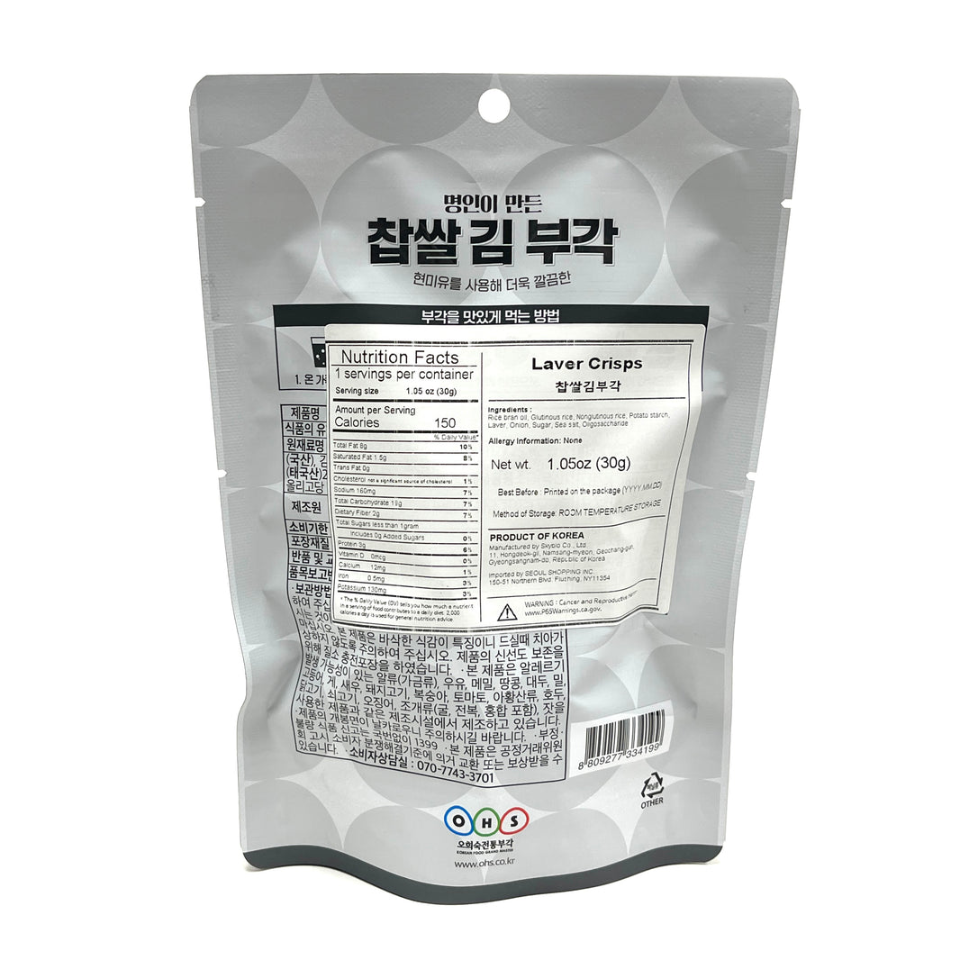 [OHS] Laver Crisps / 오희숙 전통부각 바삭한 명인이 만든 찹쌀 김 부각 (30g)