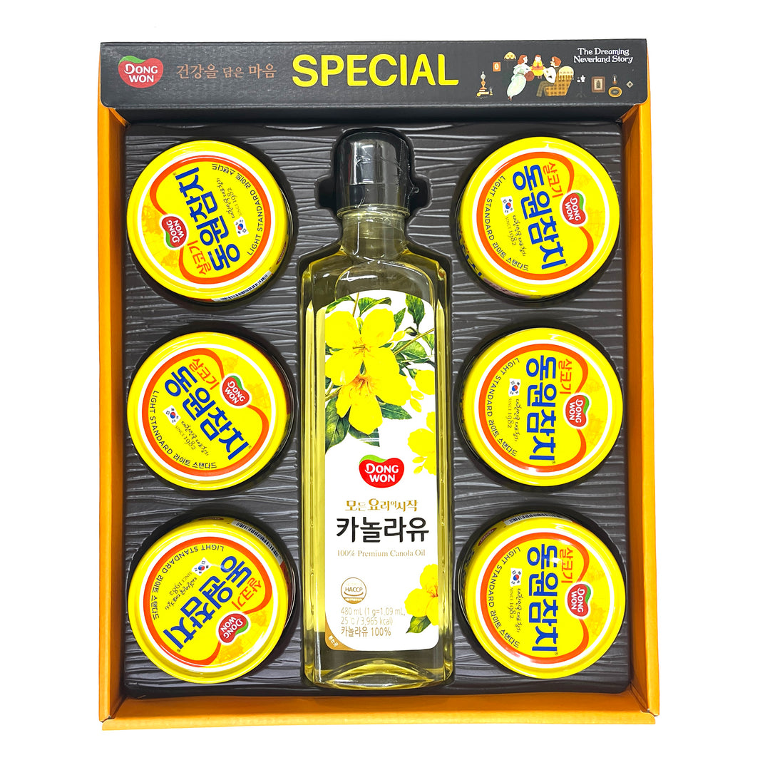 [DongWon] Tuna & Canola Oil Gift Set / 동원 살코기 참치 카놀라유 선물 세트  (90g x 6pk + 480ml)